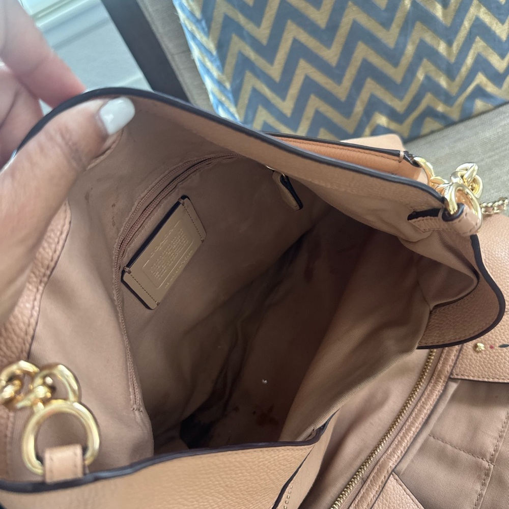 Coach Brown Leather Shoulder Bag with Gold Chain - Picture 7 of 8